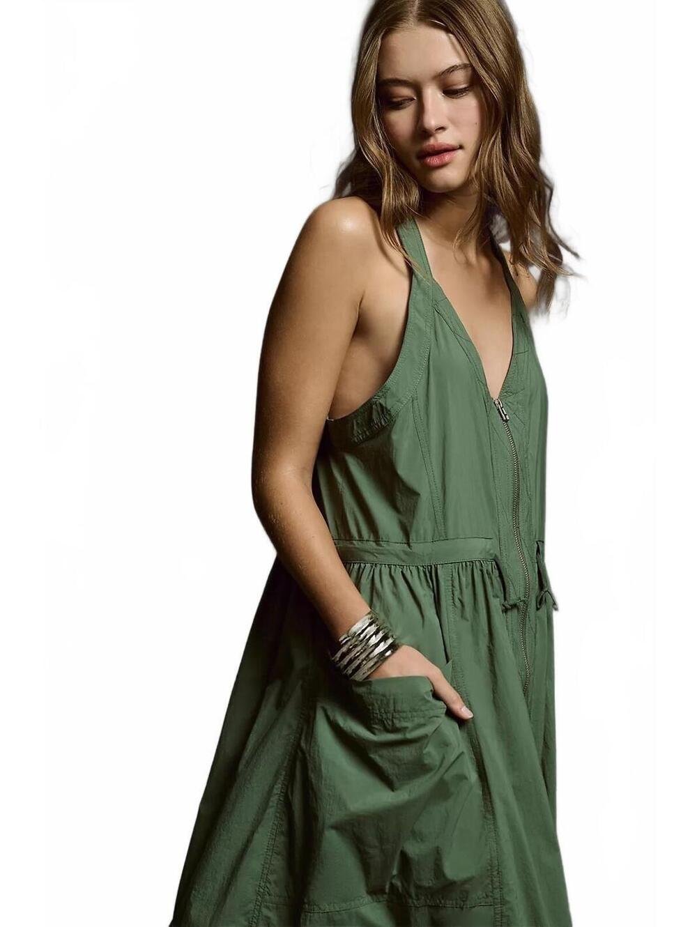 $128 Daily Practice Anthropologie Free Fall Midi Dress color Moss Size XL #1308 - Picture 5 of 12